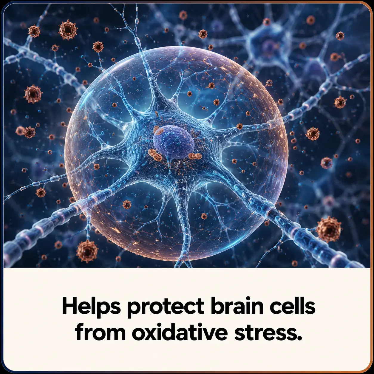 Illustration of a brain cell under oxidative stress